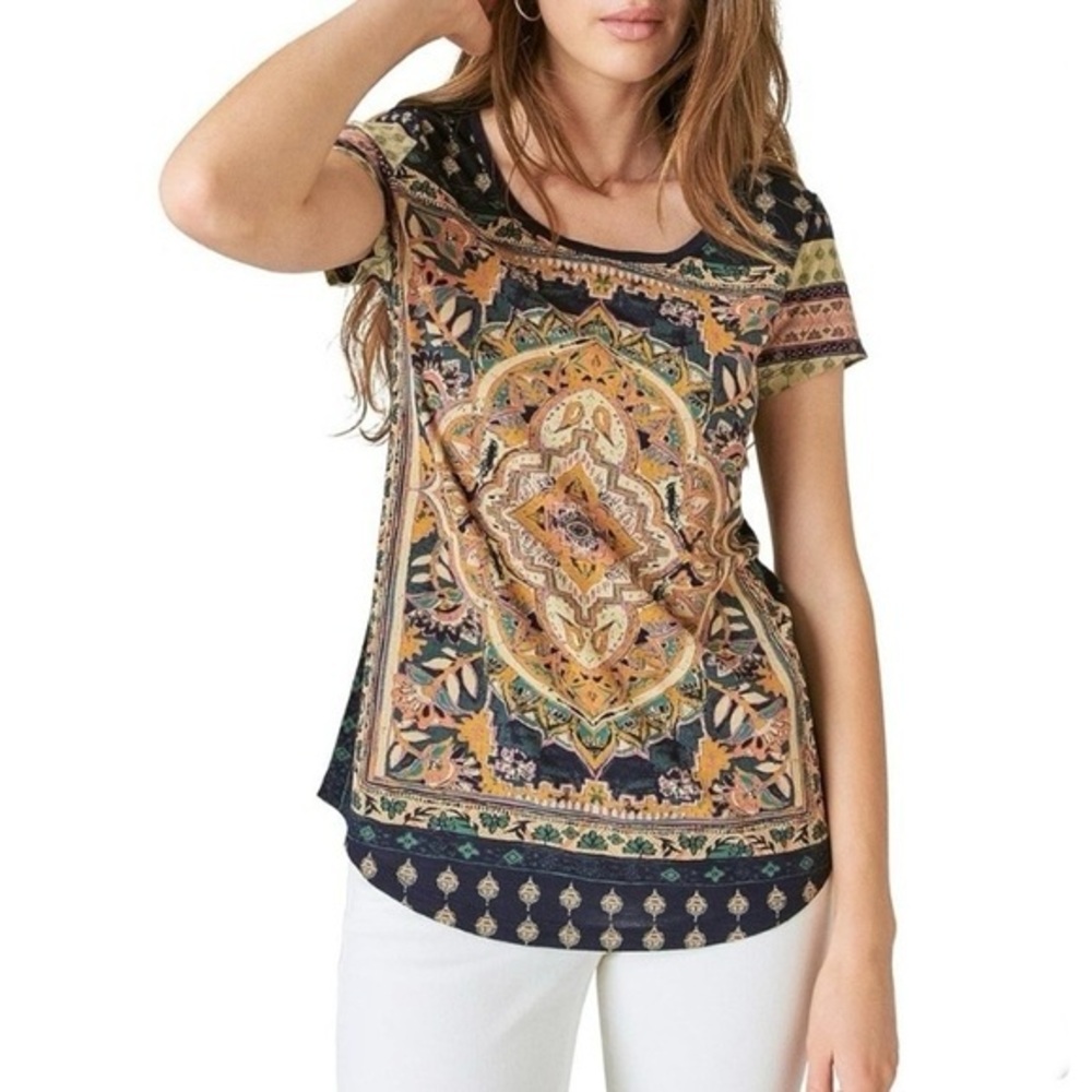 LUCKY BRAND Persian Carpet Scoop Neck Tee M